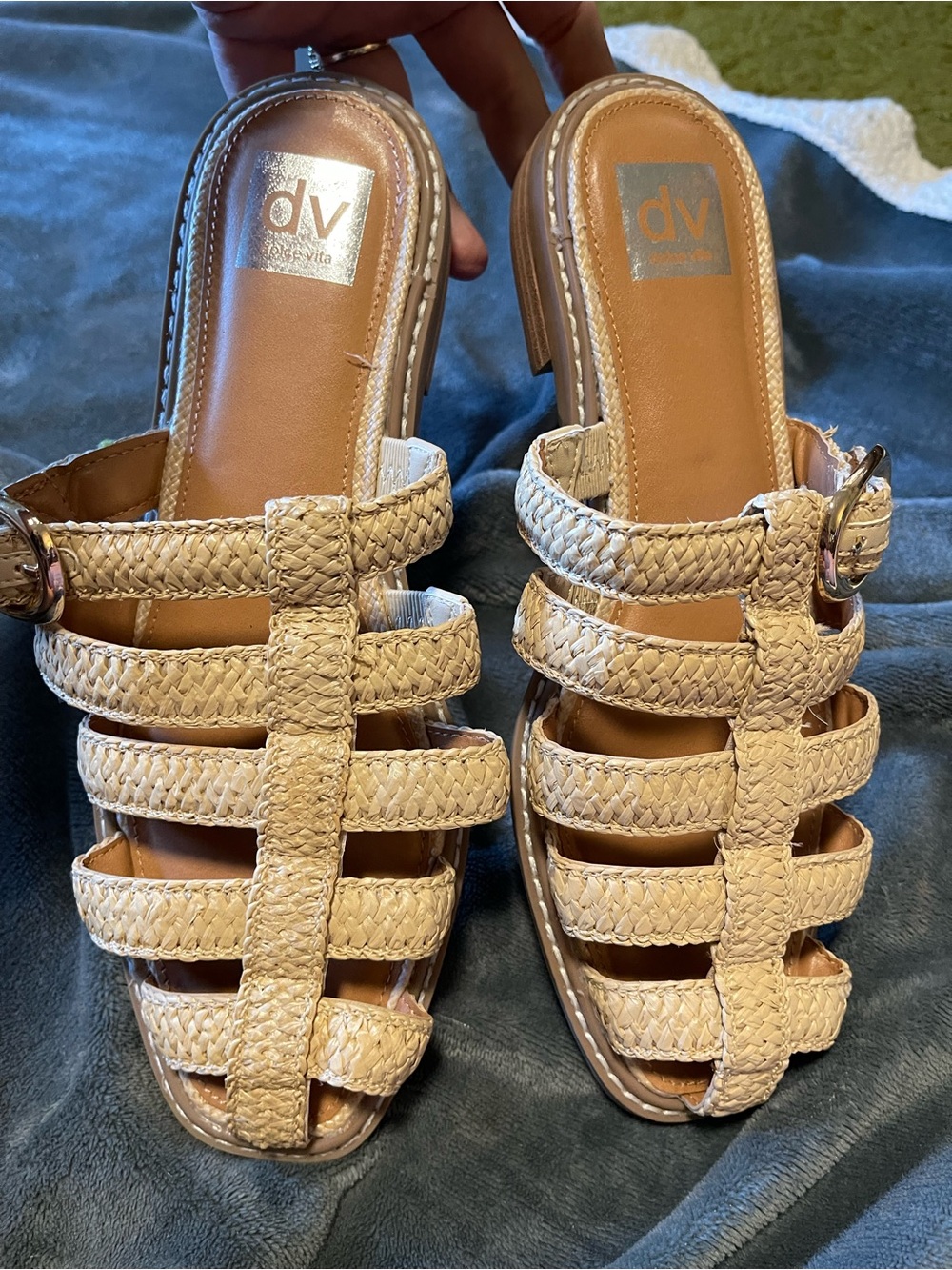 DV By Dolce Vita Falcon Falcun Raffia Buckle Mules Slip On Sandals Size 9 - Picture 4 of 6